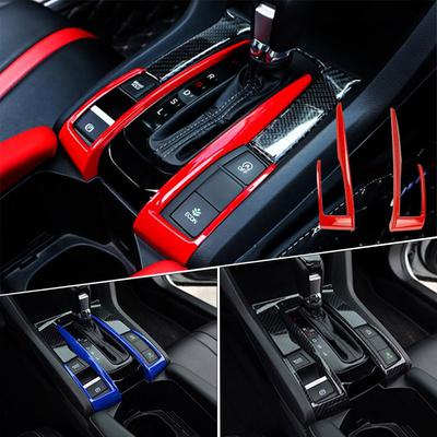 2 st bil central kontrollpanel automatväxelspaksskydd för Honda Civic 10th 2016 2017 2018 kolfiber biltillbehör