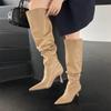 Over-the-knee boots, new big tube circumference, pointed head, thin heel, stacking boots, boots, boots, women's boots