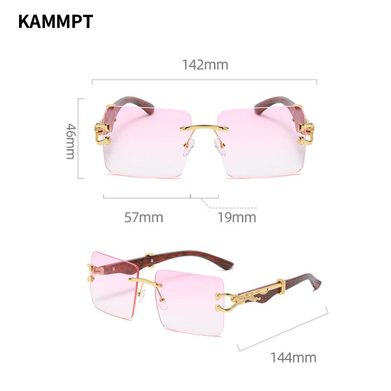 Rimless Square Sunglasses New Gradient Colorful Ocean Lenses Men Eyewear Oversized Vintage Brand Design Women Shades