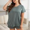 Schlafanzüge in Übergröße für Damen, Rundhalsausschnitt, kurze Ärmel, Hemd und kurze Hosen, Sommer-Pyjama-Set, übergroße Schlaf-Lounge-Wear