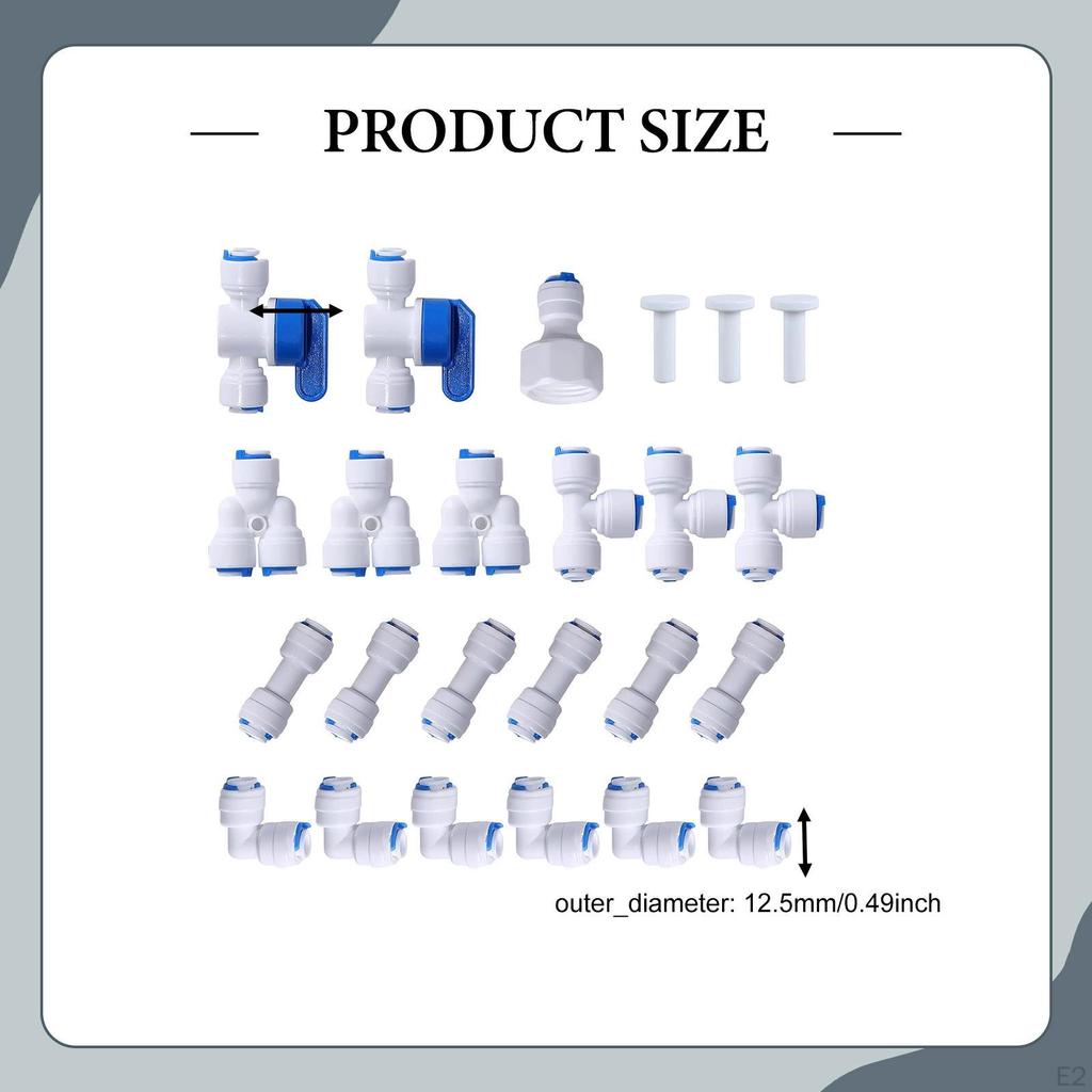 24x 1/4" Od Tube Fittings for Osmosis Water Fitting Professional Push to Connect