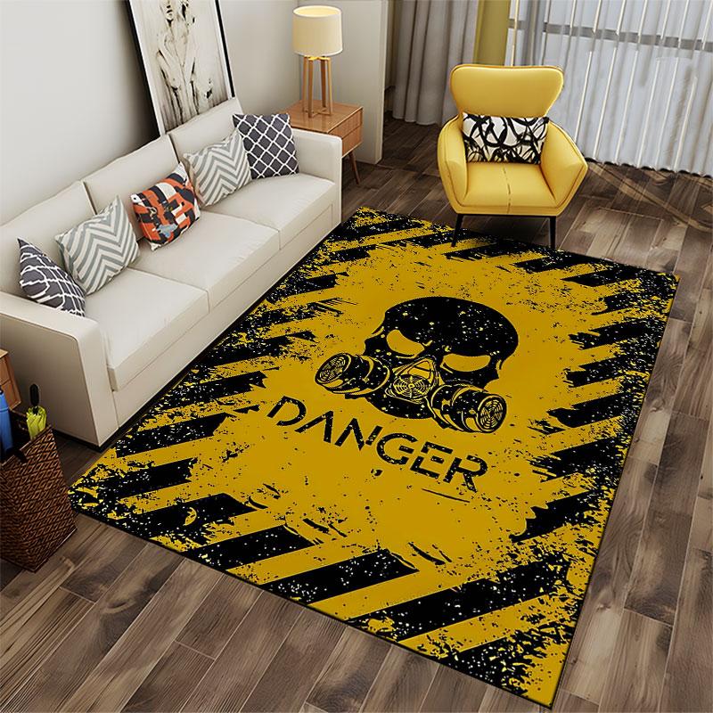 Yellow Skull Danger Design suitable as a non-slip mat for the living room or bedroom sofa