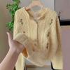 Sweater Jacket Women's Knitted Cardigan Autumn Clothing New Women's Clothes Long Sleeve Crew Neck Embroidered Top