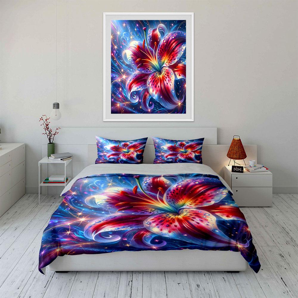 Vivid Floral Cosmic Design Suite  Kid'S And Adults' Bedroom Decor, Exquisite Three-Piece Bedding Set Gift