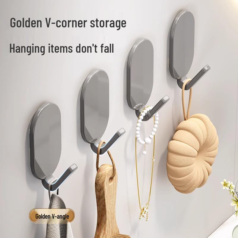 Strong Adhesive No-Punch Wall Hook Rack - High Load-Bearing, No-Trace, Behind Door or Wall Storage