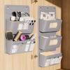 1pc Hanging Storage Organizer Bedside Shelf  Wall Door Mount Multi Purpose Oxford Fabric Hanging Bag for Space Saving Gray Beige