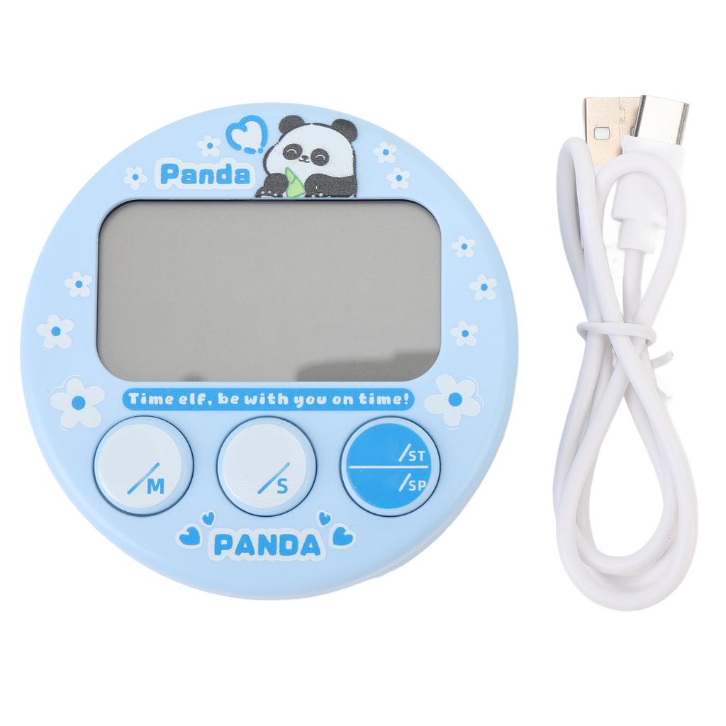 Digitální kuchyňský časovač LCD displej Kompaktní kreslený elektronický magnetický časovač pro děti Modrý