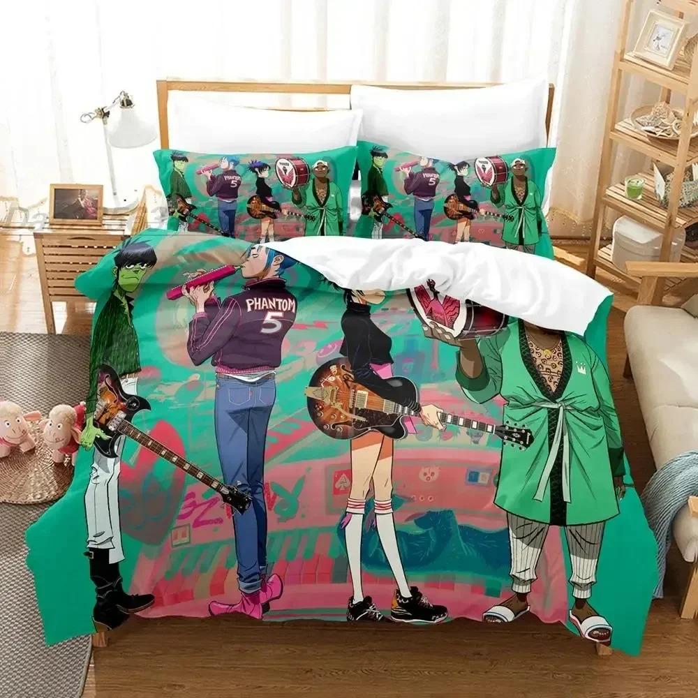 3D Printed Band Gorillaz Anime Duvet Cover Pillowcase Bedding Set Adult Boy Girl Bedroom Decoration Twin Full Queen King Size