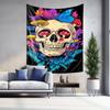 Mysterious Skull and Butterfly Tapestry  Colorful Mushroom and Feather Decor Home Wall Art Decoration