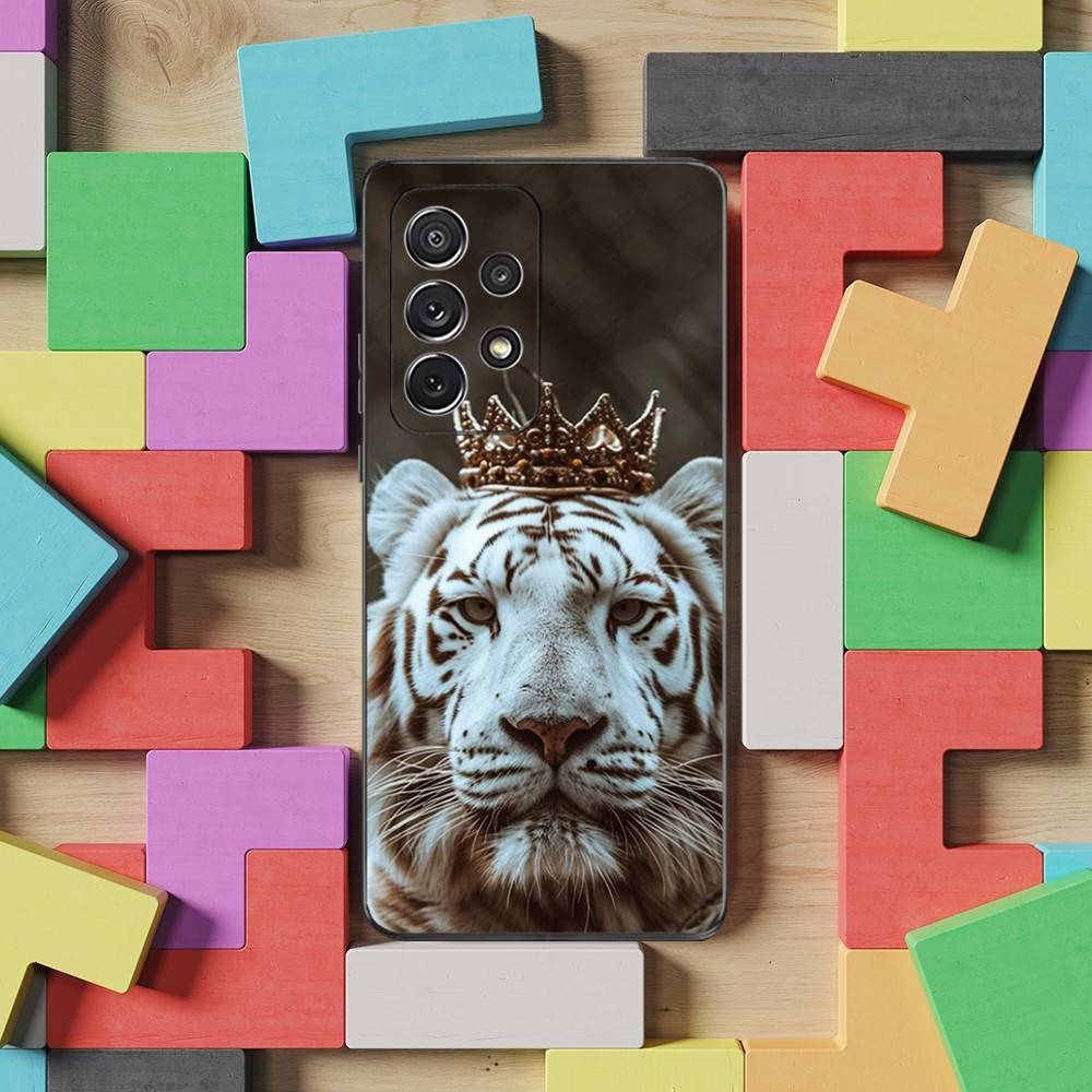 COOL Animal Tiger Phone Case For Samsung S22,S21,S20,S10,S9,S25,S24,S23,Ultra,FE,Plus,Lite,Soft Silicone Black