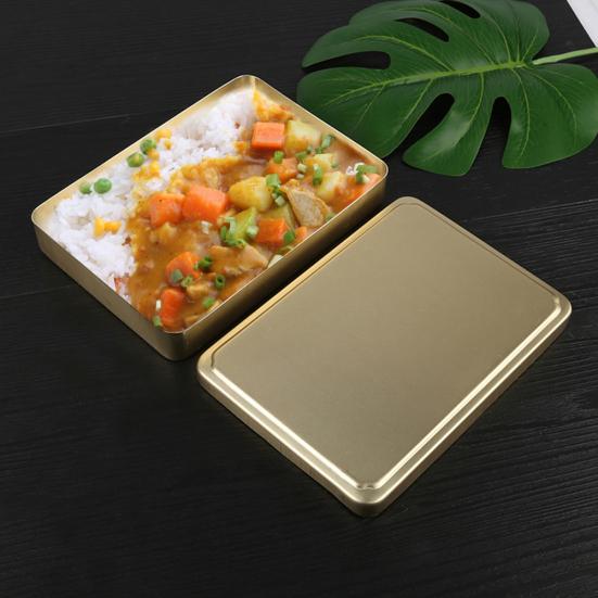Aluminum Rectangle Box Food Single-layer School Lunch Container Snack Storage