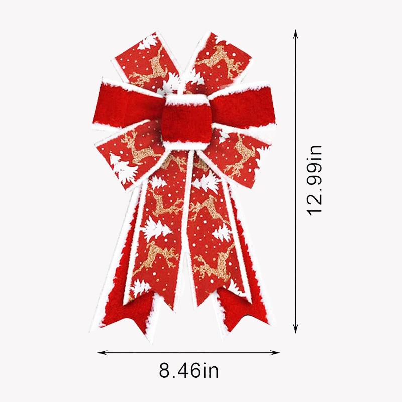 New Red Christmas Wreath, Bow, Outdoor Decoration, Velvet Sequins,reindeer Bow, Outdoor Use During The Christmas Holiday 2025