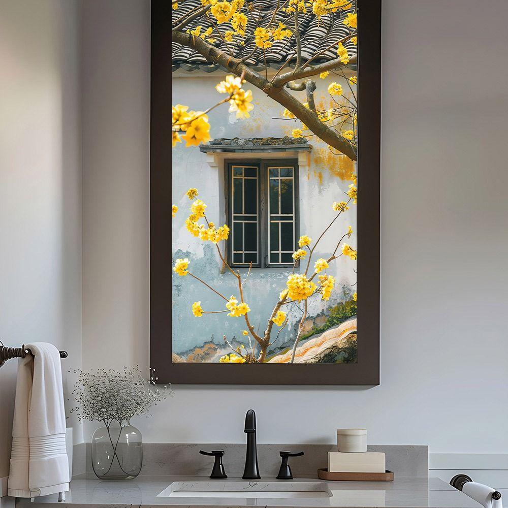 Kreativer Mehrfarbiger Fenster-Statischer Aufkleber Rose Lilie Grüne Blätter Glasaufkleber Lebhafte Blume PVC Elektrostatische Folie Zuhause