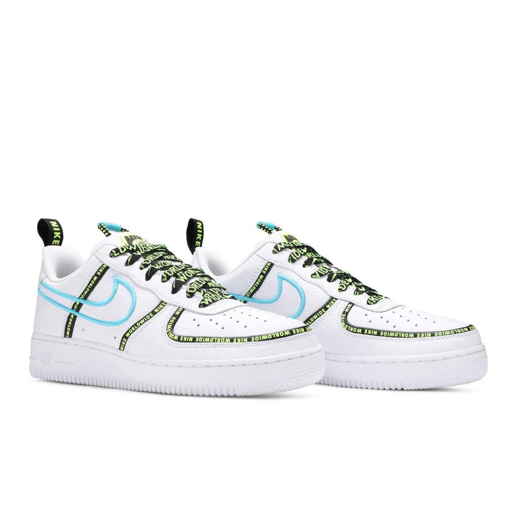 Nike Air Force 1 '07 Premium 'Worldwide Pack - Blue Fury' (Unisex) White / White / Blue Fury / Black / Volt Skateboard Shoes CK7213 100