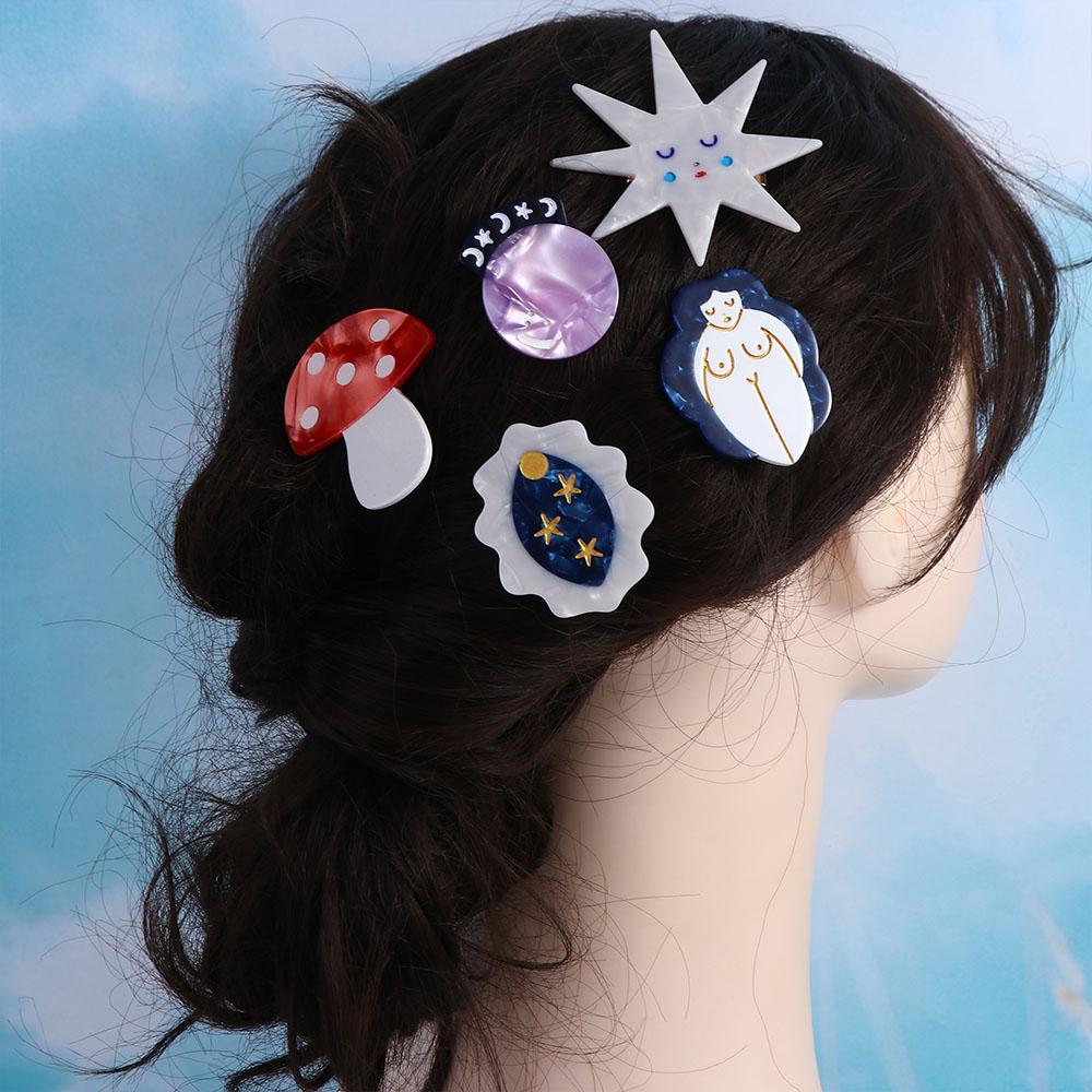 Clips Star Fairy Tale Hairpins Acetate Hair Clips Women Hairpins Korean Duckbill Clips Mushroom