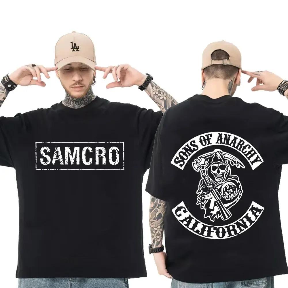 

Sons of Anarchy SAMCRO Trend Men Clothes Fashion T-Shirts Streetwear 100% Cotton Loose Tops Breathable Tee 4XL
