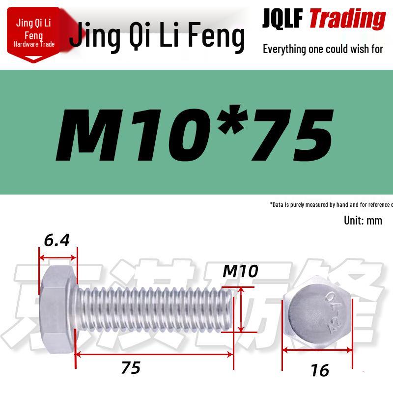 201 Stainless Steel Hex Head Full Thread Bolt: Wear & Corrosion Resistant, M4-M14 for Aerospace Machinery