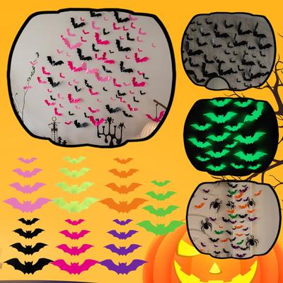 Kolorowe Trójwymiarowe Naklejki Nietoperze Halloween Dekoracyjne Naklejki, Dekoracja na Imprezę Naklejki Ścienne