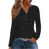 Fashion Women's Hoodie Knit Drawstring Button V-neck Long Sleeve Pullover Casual T-shirt