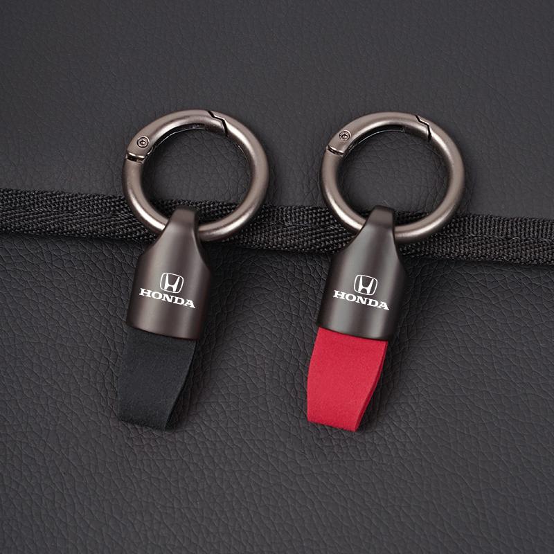 Zinc Alloy Car Key Chain Leather Car Key Strap Accessories For Honda Stepwgn Civic Accord Fit Jazz Pilot CRV Odyssey City Vezel ZP8