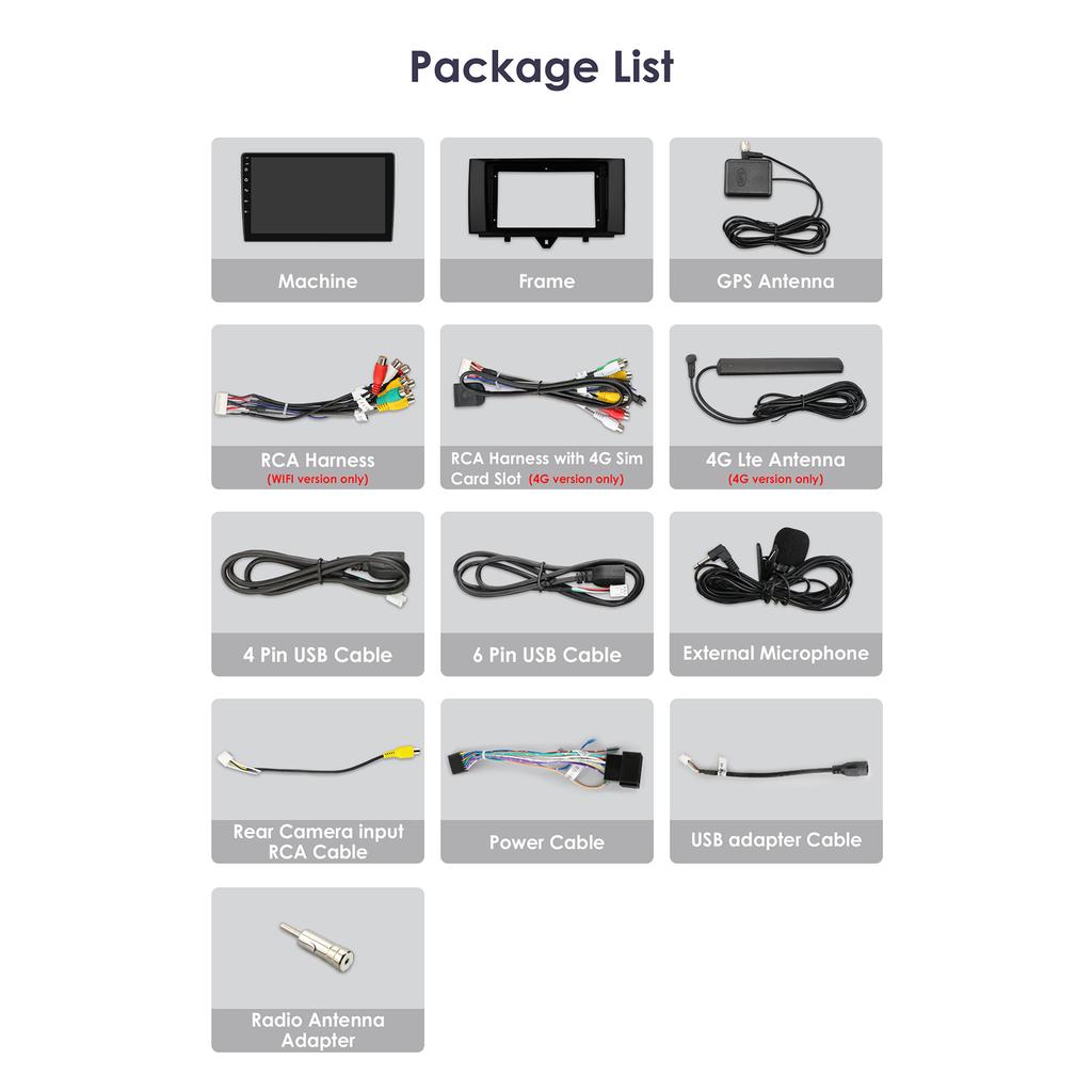 Hizpo Carplay 4G  Android 13 Car Radio for Smart Fortwo 2011-2015 Multimedia Video Player GPS 2din Autoradio Intelligent Screen WIFI Bluetooth RDS FM