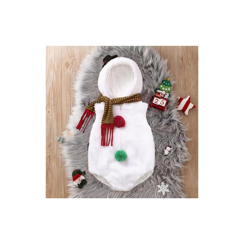 Stabbon Baby Snowman Costume, Hooded Romper for Boys, Perfect for Winter, Open-Front Jumpsuit, Cute and Soft Coverall, Perfect for New Year's