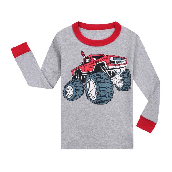 2-częściowy zestaw piżam dla dzieci z długim rękawem, nadrukiem w T-shircie i spodniami, miękka dzianinowa bielizna nocna dla chłopców i dziewcząt, wygodna, świąteczna bielizna nocna