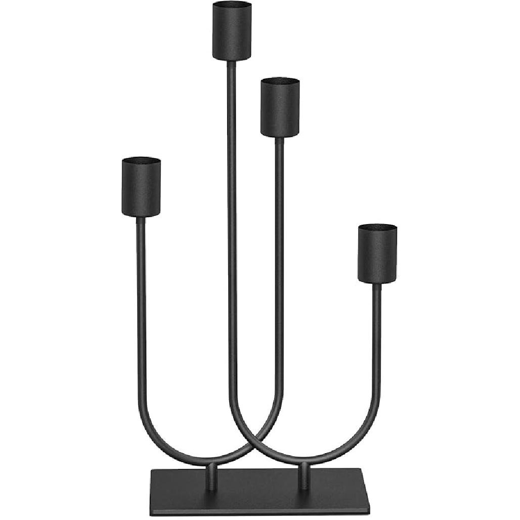 smtyle Подсвечник Каминный Черный Винтажный Металлический Держатель для Свечей Конических Свечей Набор из 4 Подсвечников с Железным Подсвечником Диаметром 0,8 дюйма Ustic-4-black
