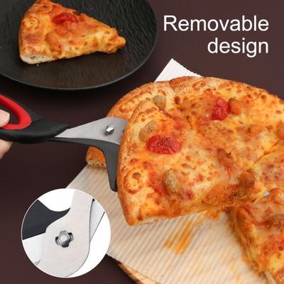 Pizza Scissors, Non-Stick Pizza Scissors with Firm Grip Base, Food Grade Stainless Steel Pizza Cutter, Multifunctional Food Slicer & Pizza Server