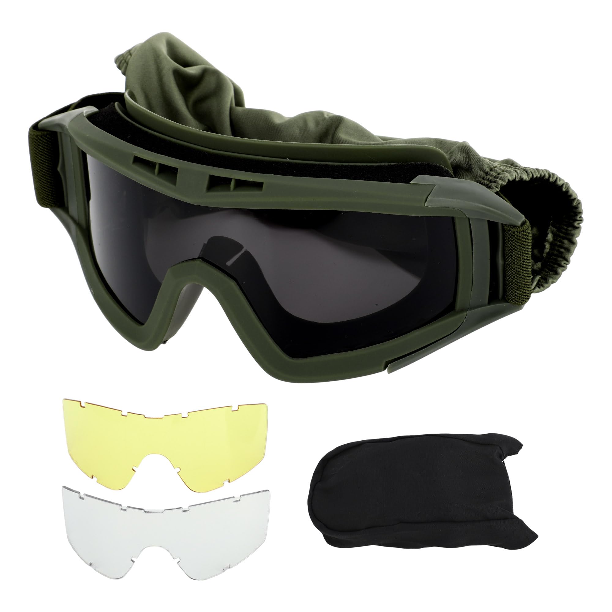

Motorcycle Dustproof and Windproof Safety Wide Field of UV Helmet Outdoor 3 Lenses 1 Dark Green [RATCHROLL] Goggles, Goggles, View, Protection,