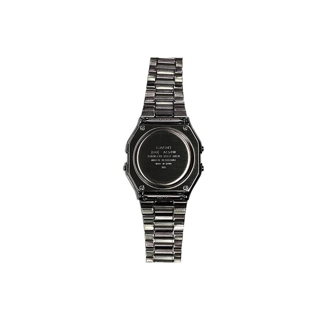 CASIO Custom Collection Quartz Movement Stainless Steel Strap Watch Unisex Black Dial A158WA-1(Watch1100--)