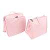 2 Pieces Insulated Lunch Bags PU PVC Waterproof Reusable Leakproof Large Capacity Lunch Handbag with Shoudler Strap Pink