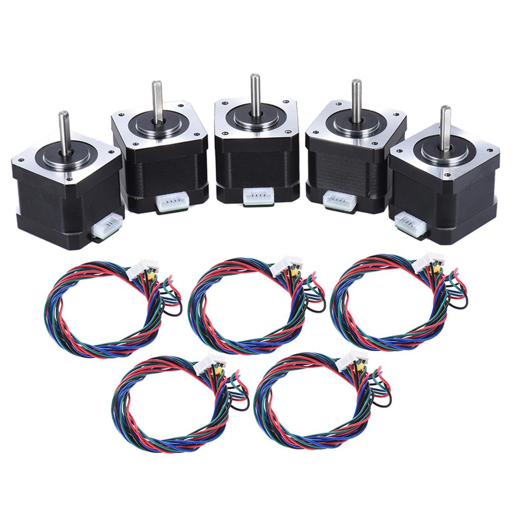5pcs Nema 17 Stepper Stepping Motor Drive Control 2 Phase 1.8 Degree 0.9A 0.4N.M 42mm with Ld Cable 3D Printer/CNC Accessory Replacement