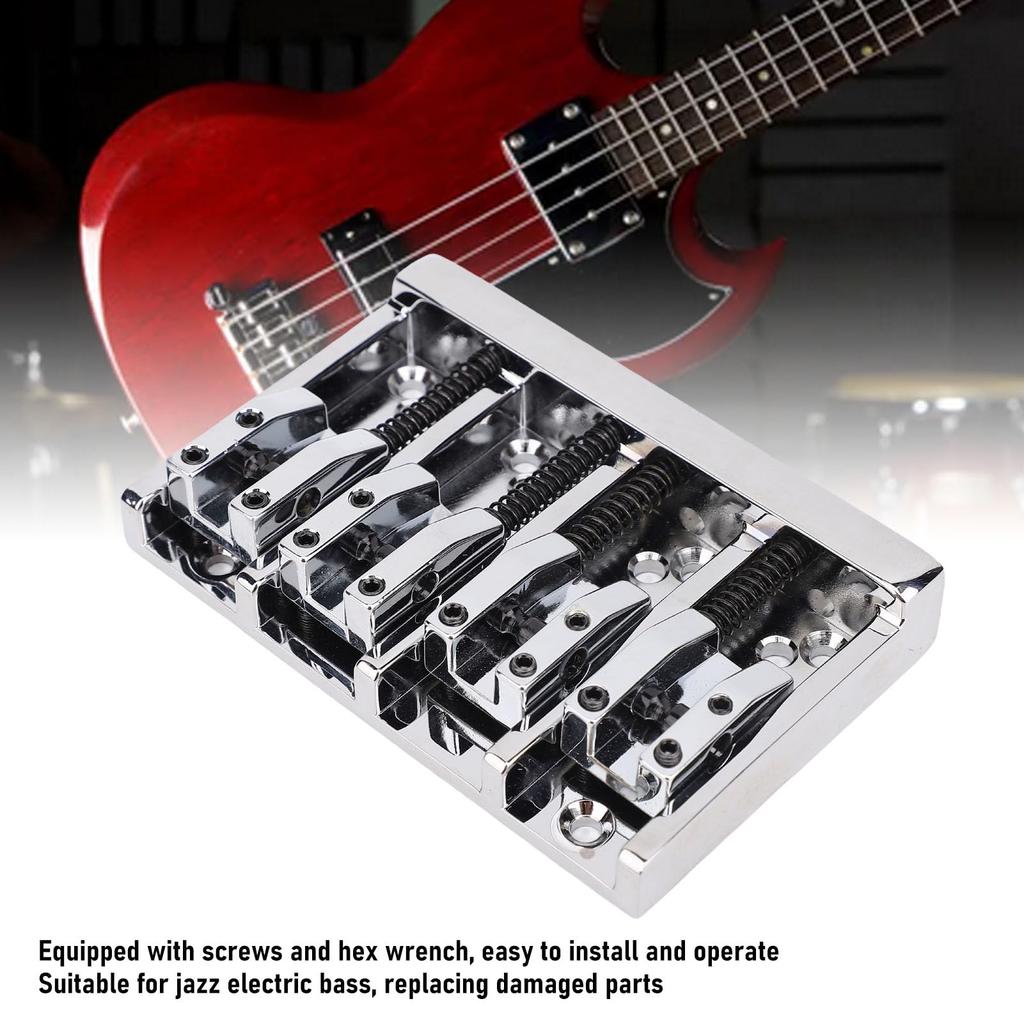Asixxsix Ponte de Guitarra Ajustável para Baixo com Parafusos e Hexagonal de Liga de Zinco para Substituir Cavaletes de Latão Danificados em Pontes de Baixos Jazz e Baixos Elétricos,