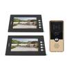 Video Intercom Entry System 2 Units 7 Inches HD Display Wired Video Door Phone Kit with 6PCS Access Cards for Villa Apartment