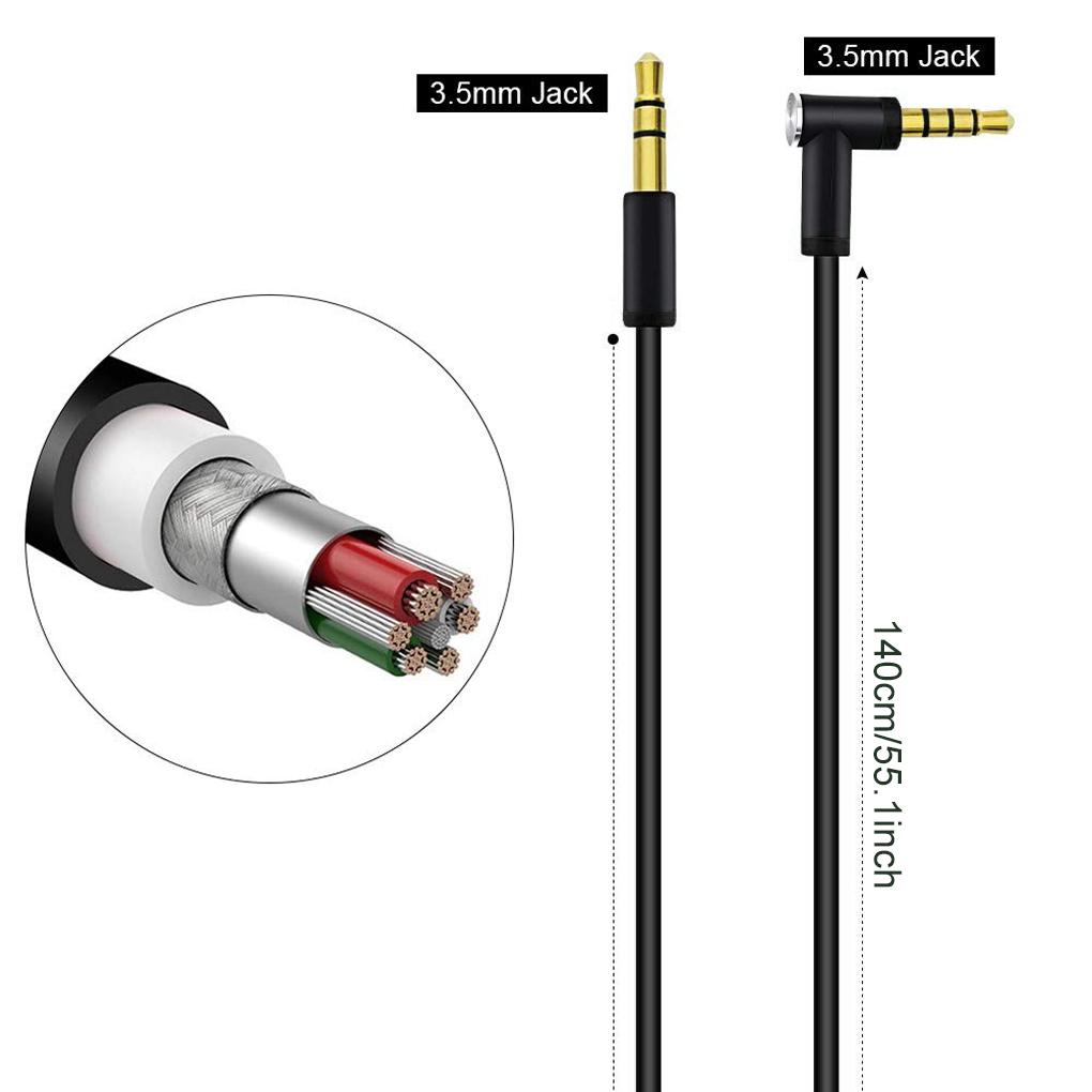 3.5mm Male to Male Straight L-shaped Headphone Cable Tablet Line Control Earphone Cord Replacement for Studio/Executive