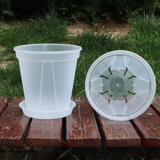 Breathable Flower Pot Transparent PP Planter for Orchids Caladiums Self-Watering Aerating Sun Resistant Flowerpot for Home Garden