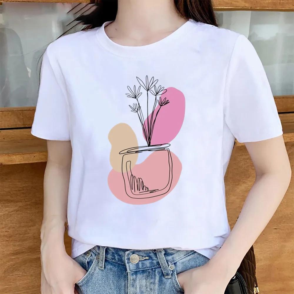 Womens Trendy Short Sleeve Tshirt Cartoon Plant Beach Print Casual Graphic Regular Fit Womens Clothing Fashion T Shirts