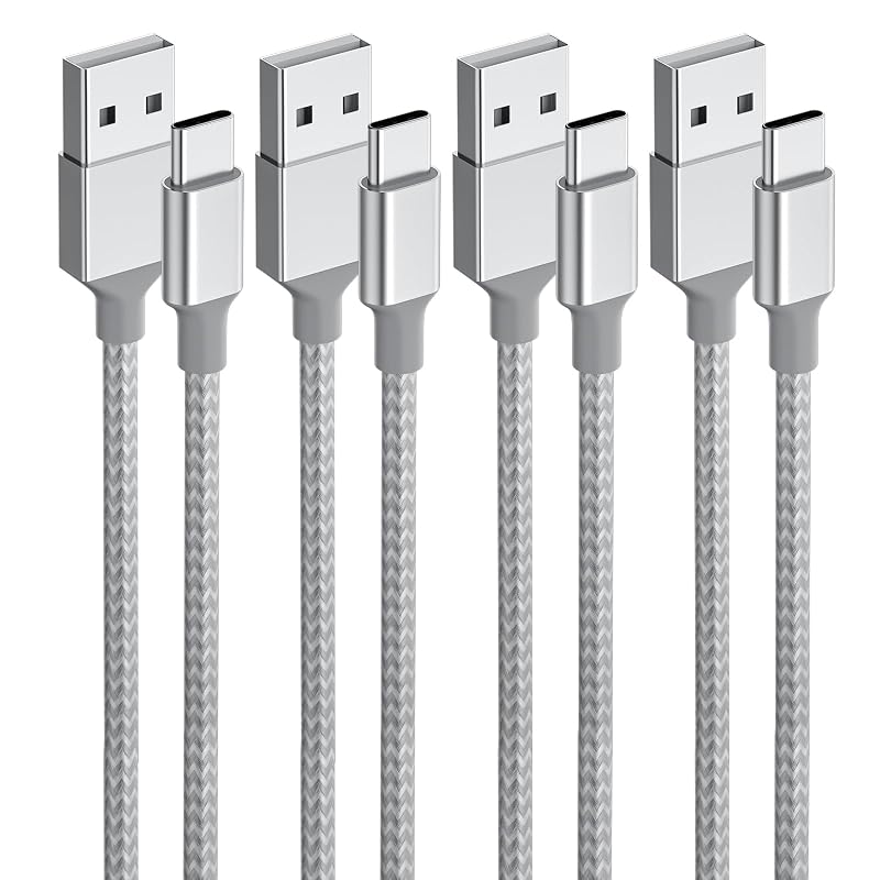 USB-C Cable [1m + 1m + 2m + 2m 4-Pack] Type-C Cable 3A Fast Charging QC3.0 Compatible PD Compatible Nylon Braided Anti-Breakage Compatible with iPhone