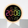 3D LED Wall Clock, Black, Remote-Controlled, Korean Style, Can Hang or Stand.