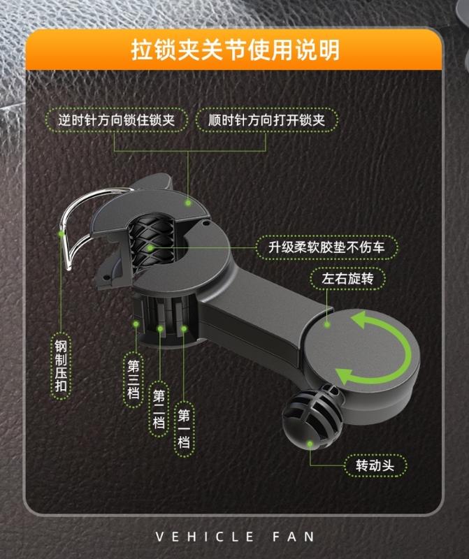 USB Powereds Car Seat Cooling Fan 3 Wind Modes ABS Blade Headrest USB Fan For Rear Passenger Comfort