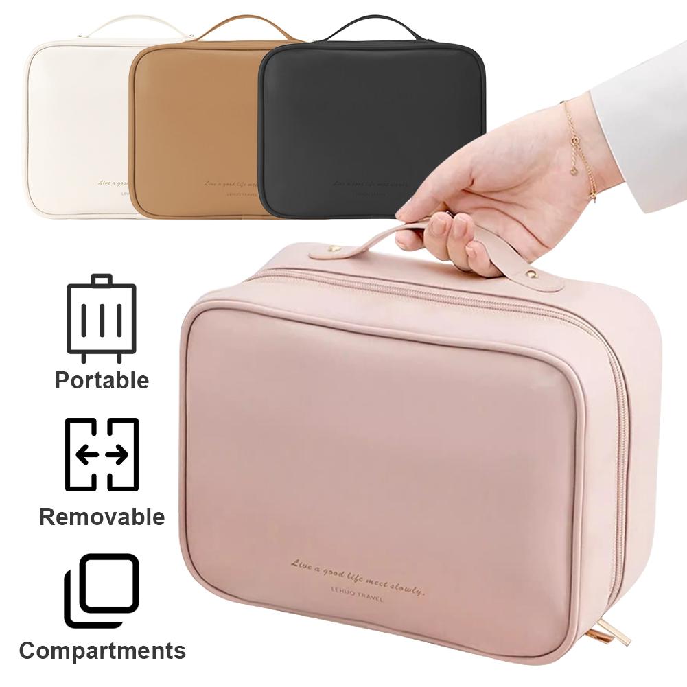 Wielokomorowa Kosmetyczka Podróżna Przenośna ze Skóry PU Duża Kosmetyczka Dużej Pojemności Torba do Przechowywania Makijażu Kosmetyczka Outdoor