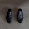 New outer wear bag head half slippers small fish mouth soft leather muller shoes.cm low heel thick heel muller shoes