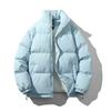 Unisex Solid Color Stand Collar Puffer Jacket Winter Thick Warm Casual Loose Fit Hoodless Down Alternative Coat