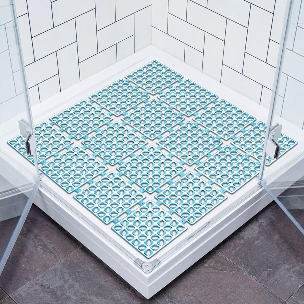 Tapis de Bain Antidérapant 60x60cm Tapis de Douche Carré Caoutchouc Anti-Moisissure Tapis de Sol à Forte Ventouse Sécurité Salle de Bain Ensemble de Salle de Bain de Luxe