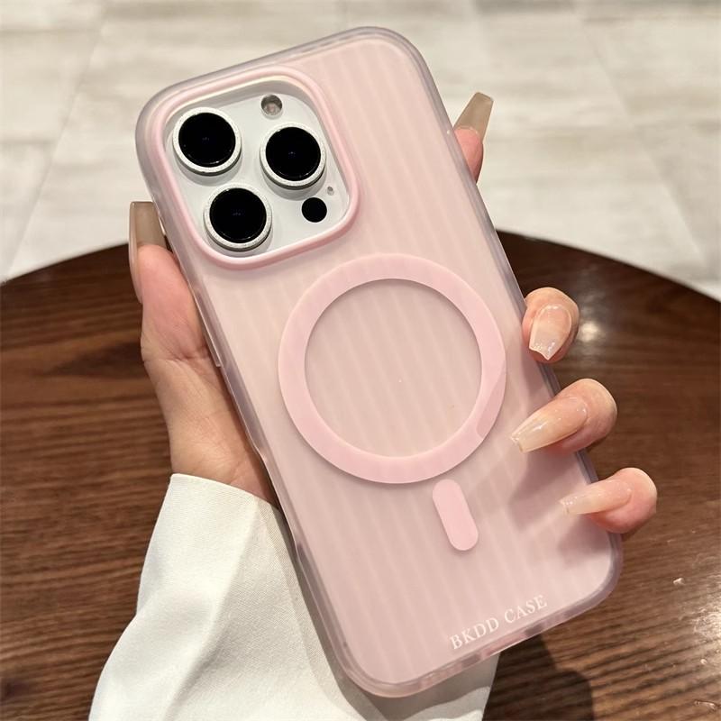 Applicable To IPhone 16 Corrugated Magnetic Suction Mobile Phone Case Matte Apple 15 ProMax Suitcase Full Cover 14 Protective Case