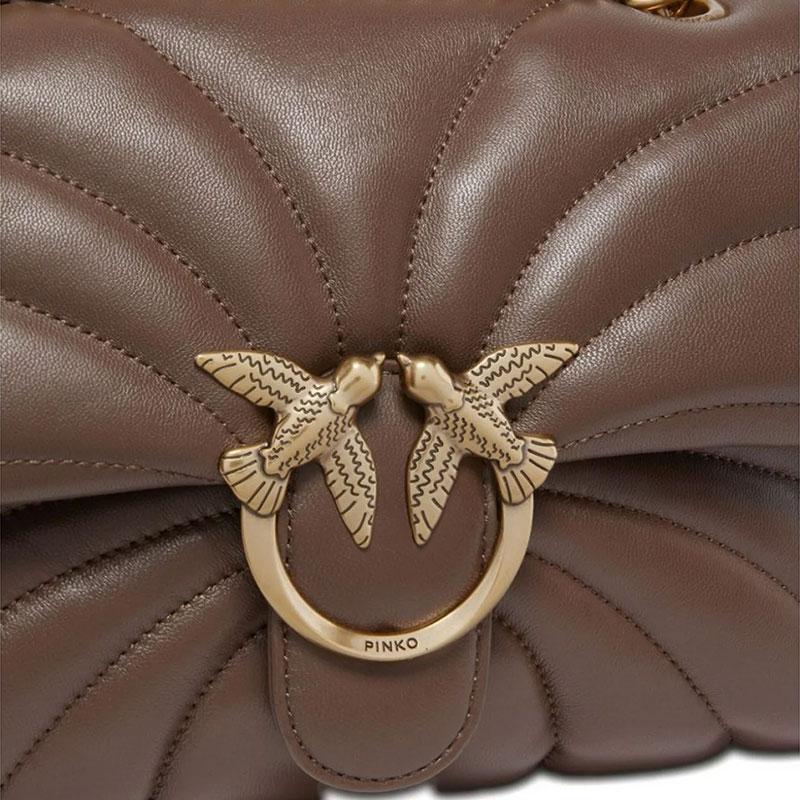 PINKO Sheepskin Crossbody Bag, Shoulder Bag Regular Large Size Women's Brown 100038-A1EX-L74Q
