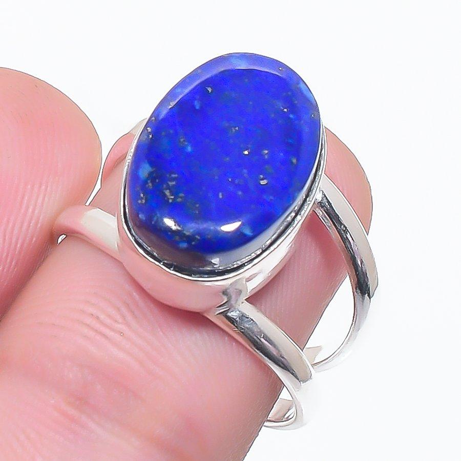 

Natural Lapis Lazuli Gemstone 925 Sterling Silver Jewelry Ring Size 6 D1M75