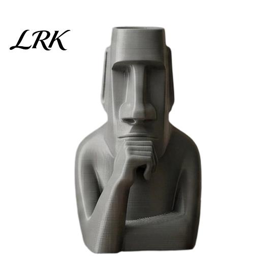 Unique Desktop Gift Moai Thinker Statue, 3D Printed Creative Figurine, Fun Ornament Statue for Home Office Desk Shelf Decoration Easter Island Replica