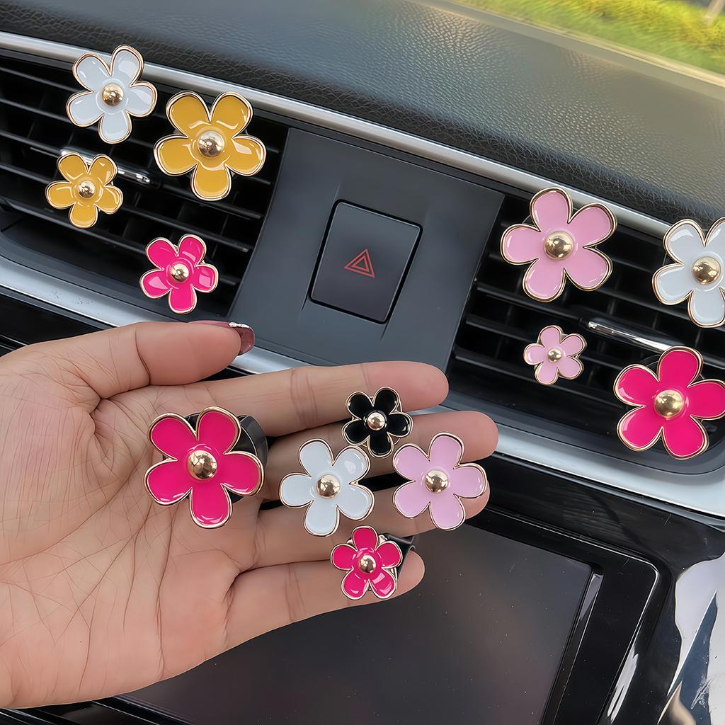 10Pcs Car Outlet Vent Metal Clip Clasps Car Air Freshener Conditioning Small Daisy Phone Case Interior Decoration Accessories